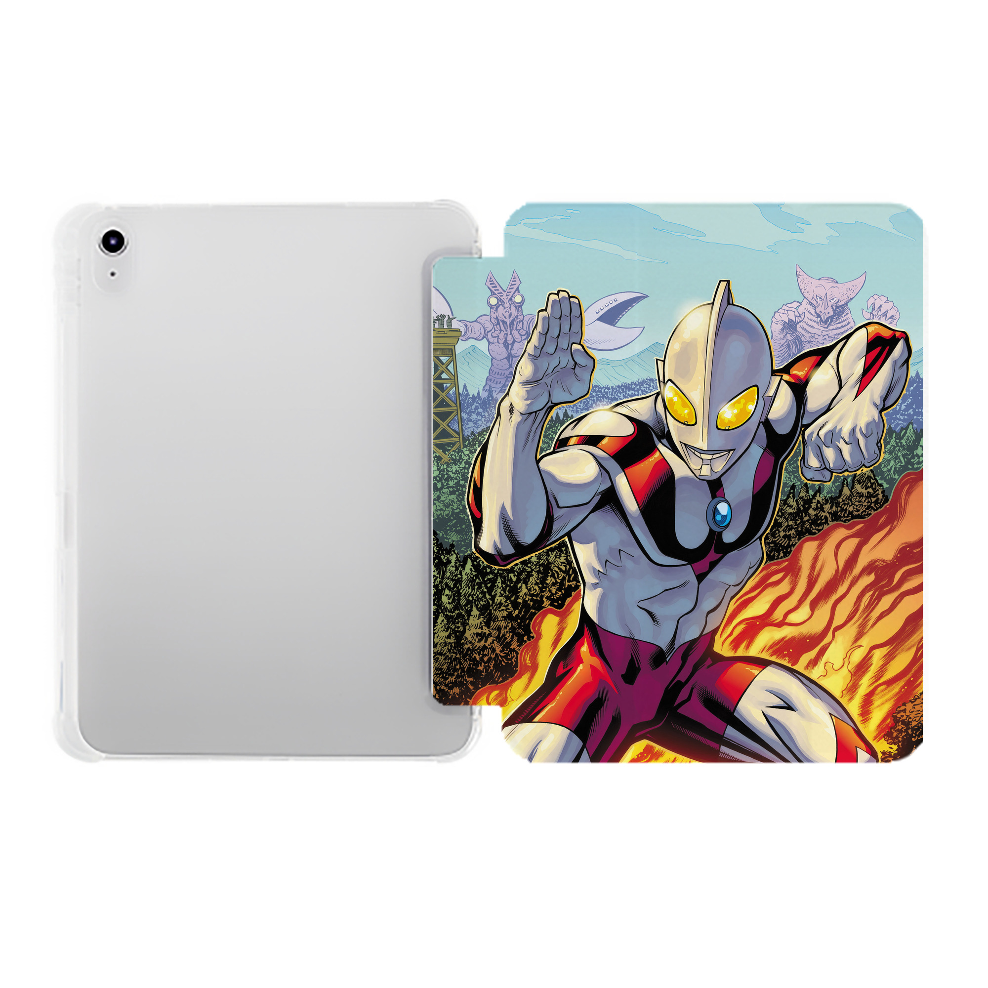 （画像用） ウルトラマン Ultraman IPad ケース ペン収納付き 三つ折りスタンド PUレザー×シリコン 対応機種9.5/10.5/10.9インチ